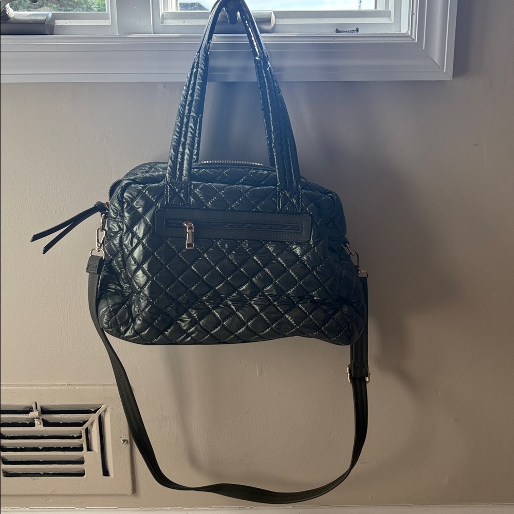 Quilted green Handbag with Shoulder Strap